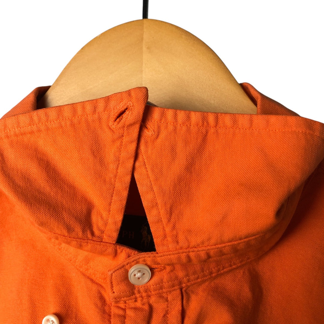 Ralph Lauren short sleeve button down shirt, men's size L cotton orange type Vintage Second Hand
