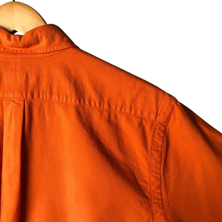 Ralph Lauren short sleeve button down shirt, men's size L cotton orange type Vintage Second Hand