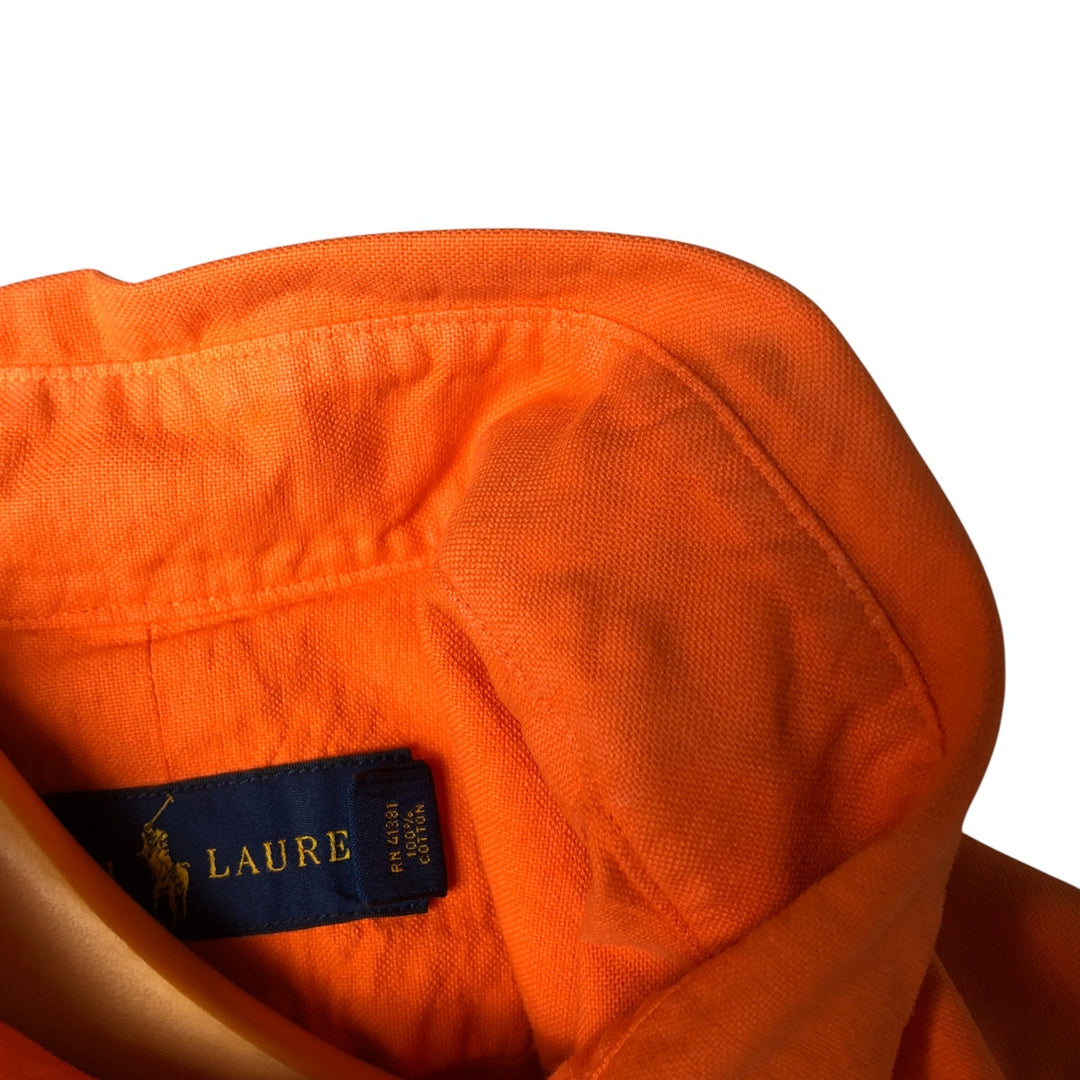 Ralph Lauren short sleeve button down shirt, men's size L cotton orange type Vintage Second Hand