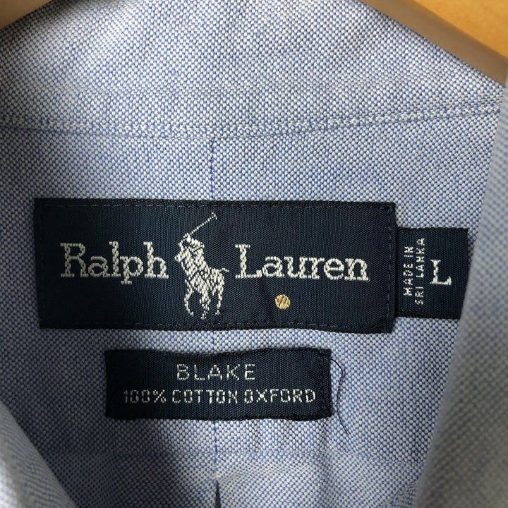 Ralph Lauren BLAKE short sleeve button down shirt, men's size L cotton Blue type light blue Vintage Second Hand