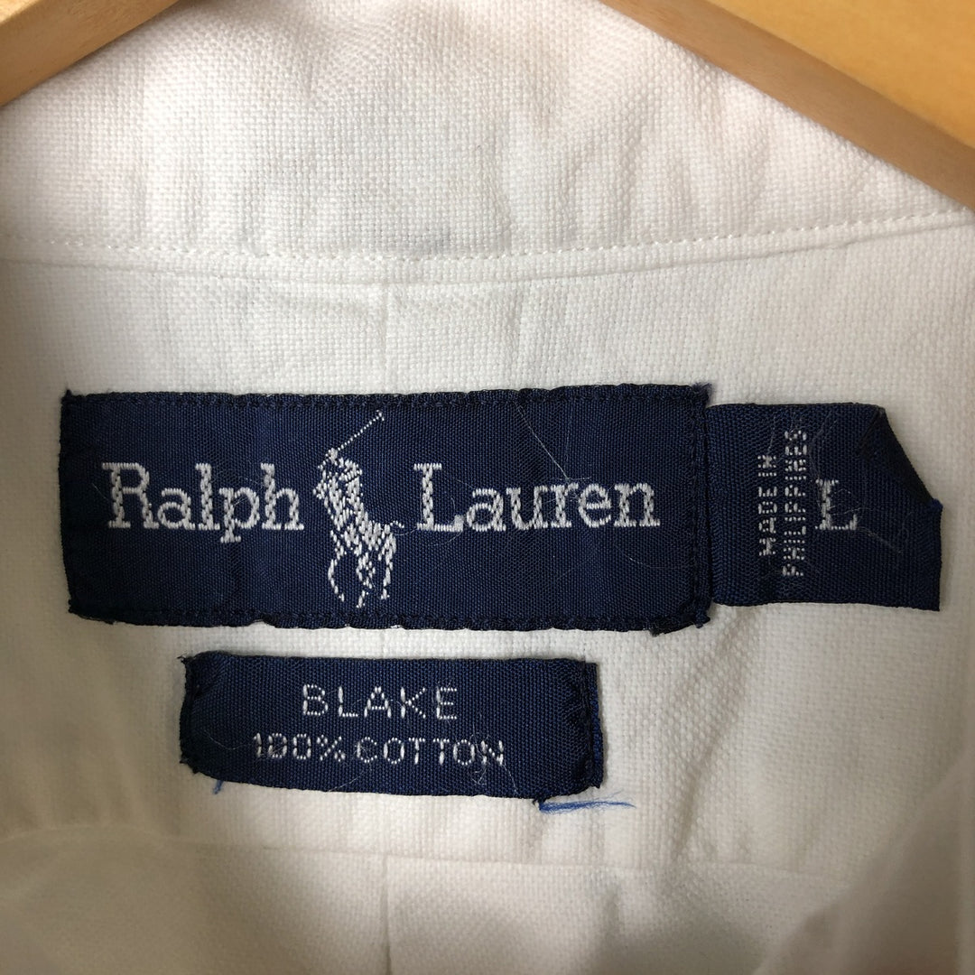 Ralph Lauren BLAKE short sleeve button down shirt, men's XL size cotton white type Vintage Second Hand