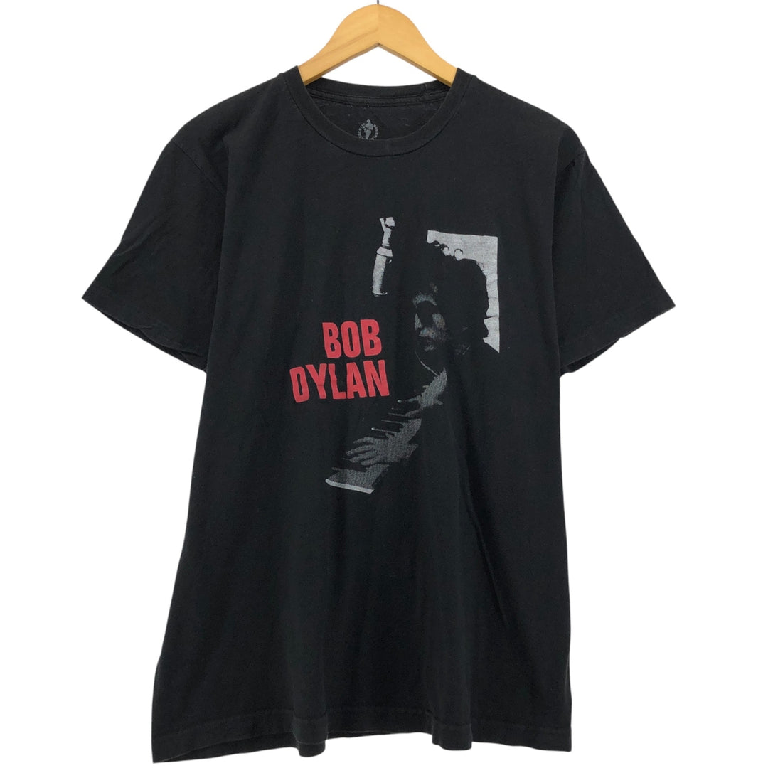 BOB DYLAN band T-shirt, size L, men's cotton black type Vintage Second Hand