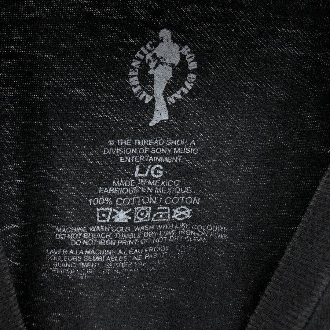 BOB DYLAN band T-shirt, size L, men's cotton black type Vintage Second Hand