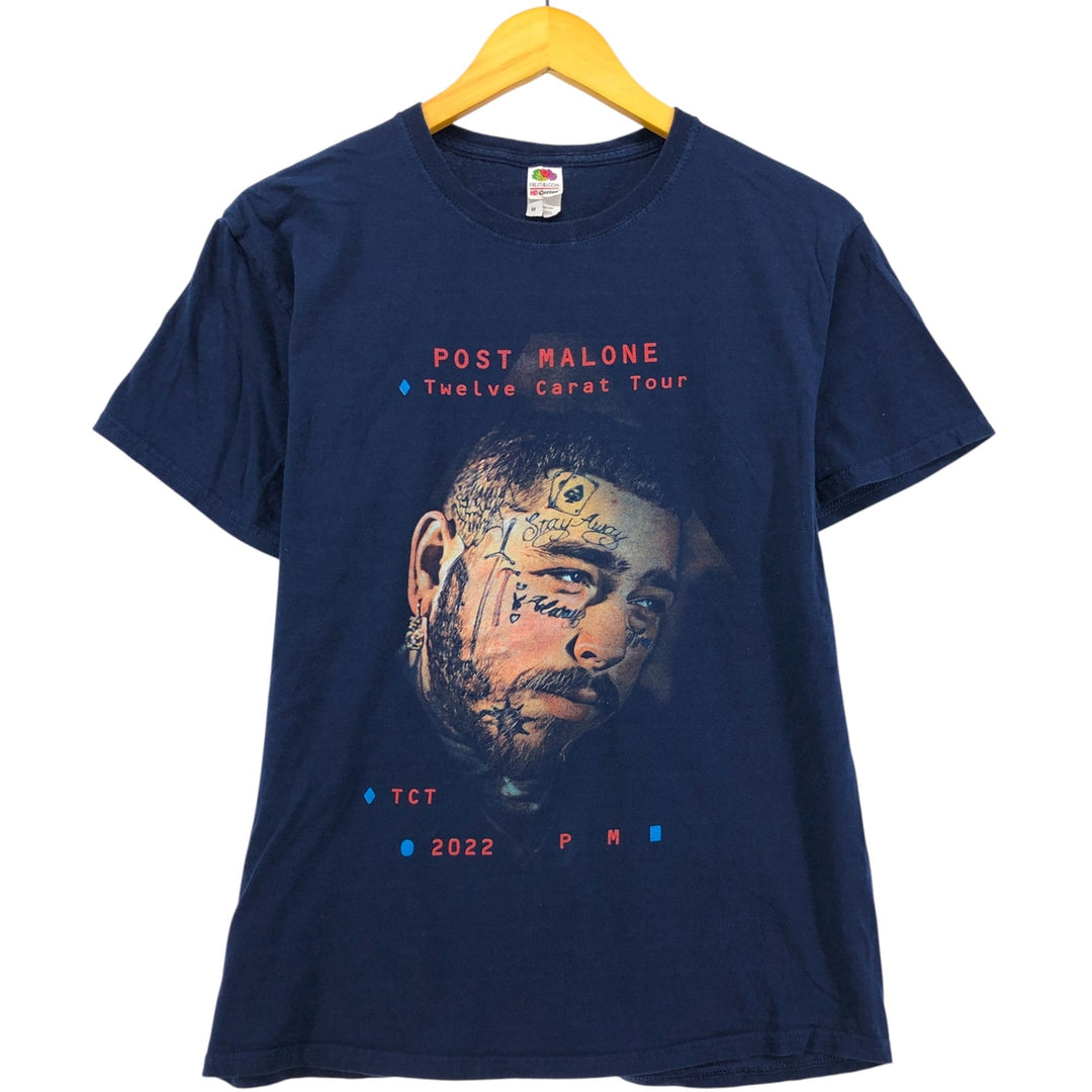 Fruit of the Loom Post Malone Rap T-Shirt, Men's Size Medium cotton navy blue type Vintage Second Hand