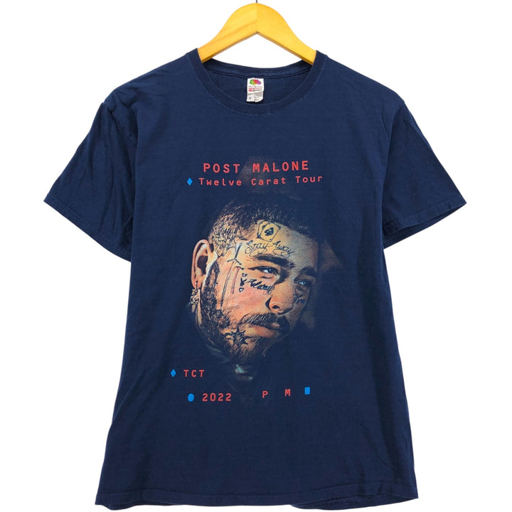 Fruit of the Loom Post Malone Rap T-Shirt, Men's Size Medium cotton navy blue type Vintage Second Hand
