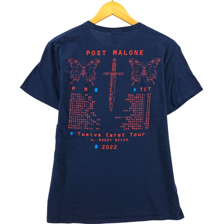 Fruit of the Loom Post Malone Rap T-Shirt, Men's Size Medium cotton navy blue type Vintage Second Hand