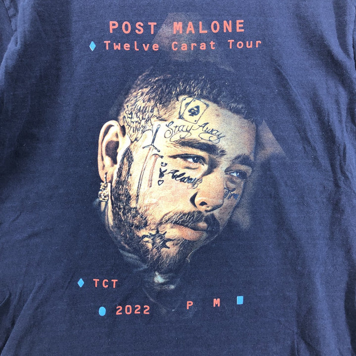 Fruit of the Loom Post Malone Rap T-Shirt, Men's Size Medium cotton navy blue type Vintage Second Hand