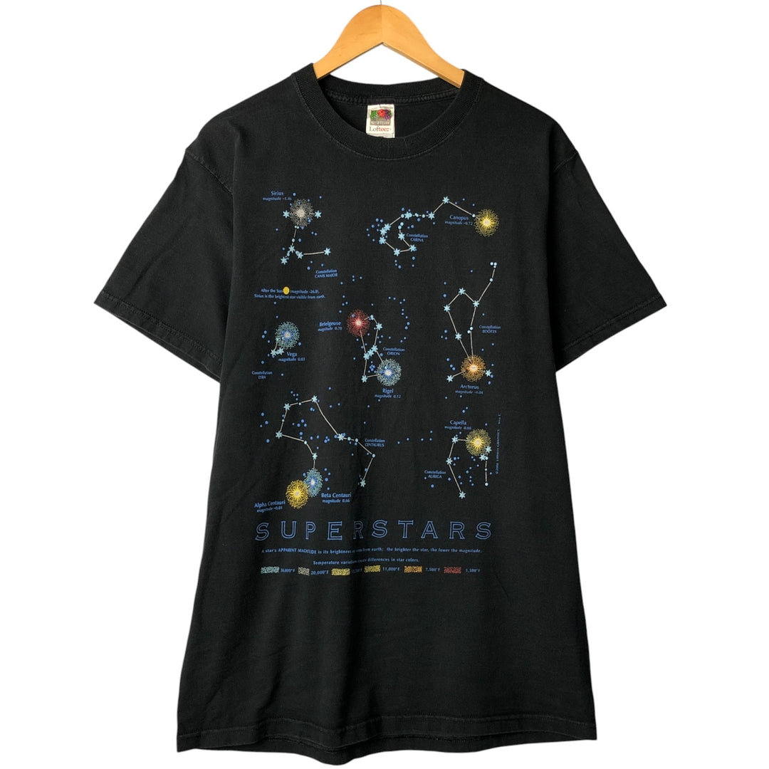 Vintage 90s-00'S Fruit of the Loom Lofteez Print T-Shirt, Men's Size L cotton black type Vintage Second Hand