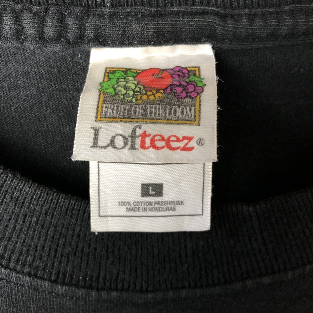 Vintage 90s-00'S Fruit of the Loom Lofteez Print T-Shirt, Men's Size L cotton black type Vintage Second Hand