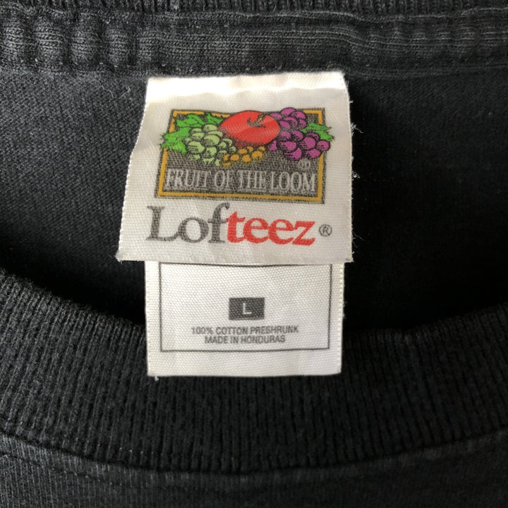Vintage 90s-00'S Fruit of the Loom Lofteez Print T-Shirt, Men's Size L cotton black type Vintage Second Hand