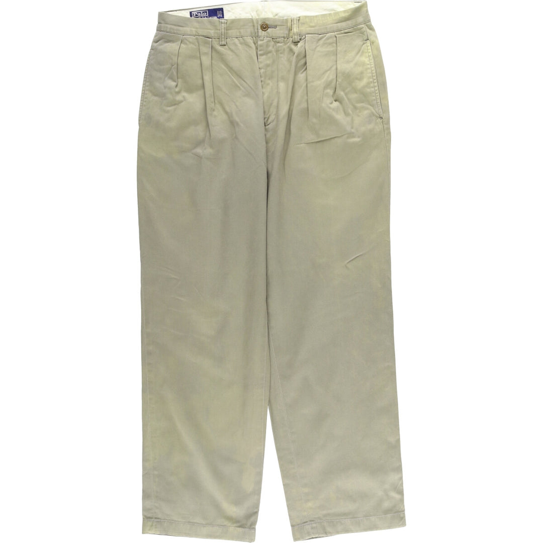 Ralph Lauren POLO by Ralph Lauren ANDREW PANT Two-pleat chino pants for men, equivalent to W33 cotton Khaki type sage green Vintage Second Hand