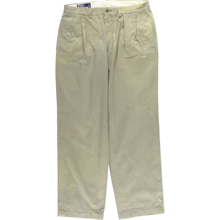 Ralph Lauren POLO by Ralph Lauren ANDREW PANT Two-pleat chino pants for men, equivalent to W33 cotton Khaki type sage green Vintage Second Hand
