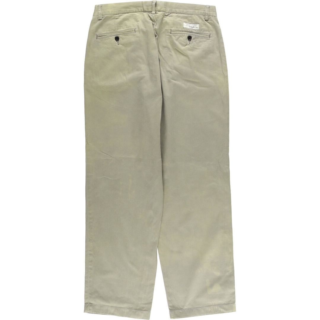 Ralph Lauren POLO by Ralph Lauren ANDREW PANT Two-pleat chino pants for men, equivalent to W33 cotton Khaki type sage green Vintage Second Hand