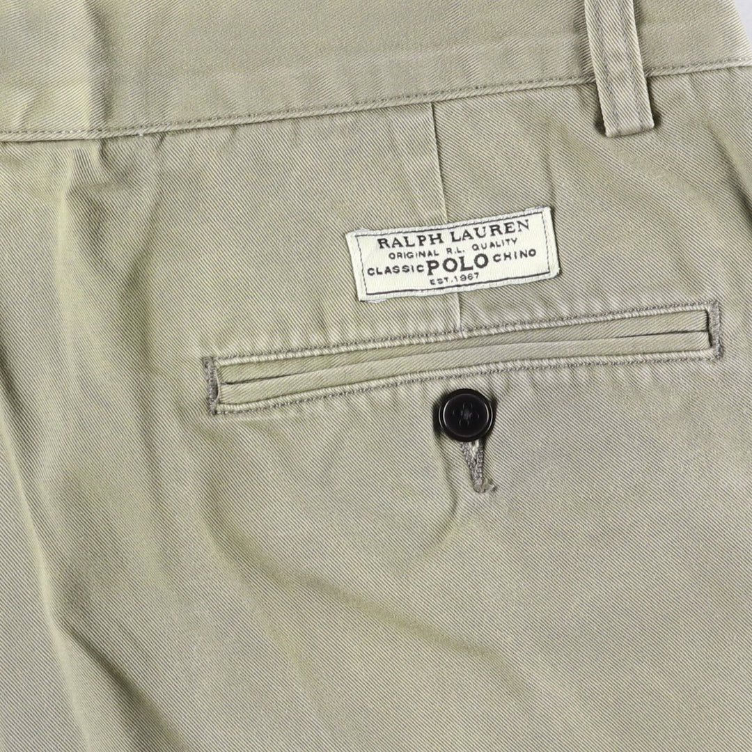 Ralph Lauren POLO by Ralph Lauren ANDREW PANT Two-pleat chino pants for men, equivalent to W33 cotton Khaki type sage green Vintage Second Hand