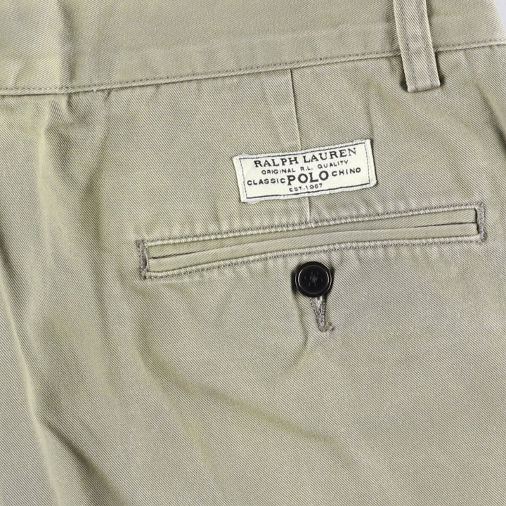 Ralph Lauren POLO by Ralph Lauren ANDREW PANT Two-pleat chino pants for men, equivalent to W33 cotton Khaki type sage green Vintage Second Hand