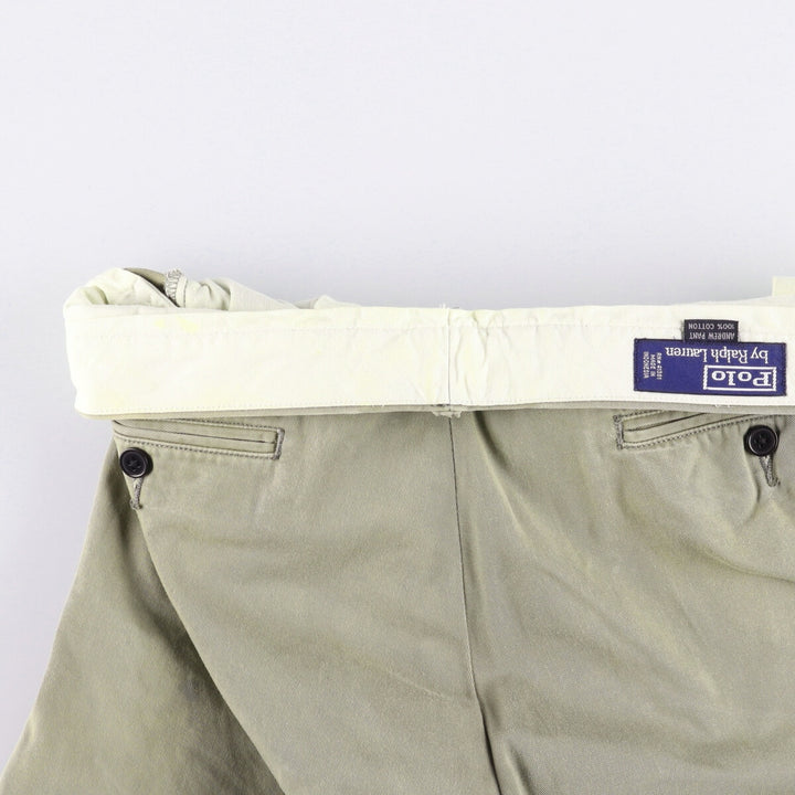 Ralph Lauren POLO by Ralph Lauren ANDREW PANT Two-pleat chino pants for men, equivalent to W33 cotton Khaki type sage green Vintage Second Hand