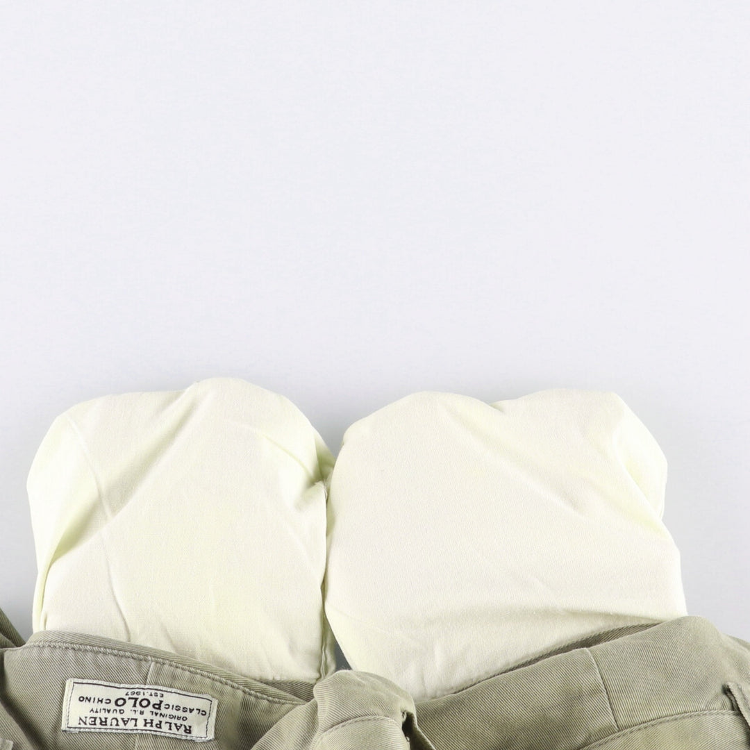 Ralph Lauren POLO by Ralph Lauren ANDREW PANT Two-pleat chino pants for men, equivalent to W33 cotton Khaki type sage green Vintage Second Hand