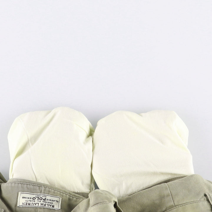 Ralph Lauren POLO by Ralph Lauren ANDREW PANT Two-pleat chino pants for men, equivalent to W33 cotton Khaki type sage green Vintage Second Hand