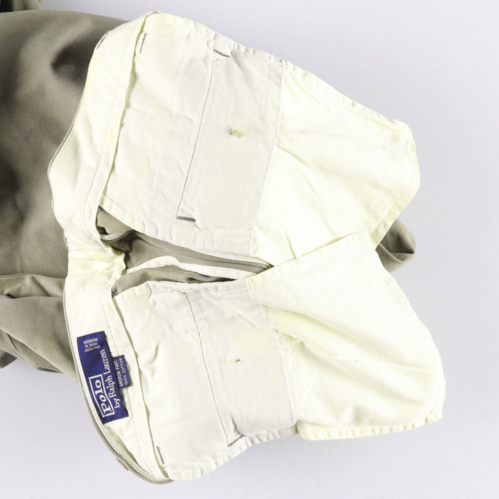 Ralph Lauren POLO by Ralph Lauren ANDREW PANT Two-pleat chino pants for men, equivalent to W33 cotton Khaki type sage green Vintage Second Hand