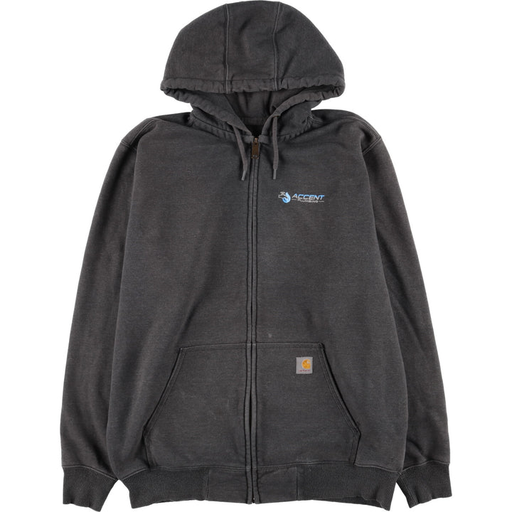 2000'S Carhartt Original Fit Back Print Full-Zip Hoodie, Men's Size L cotton Charcoal Vintage Second Hand