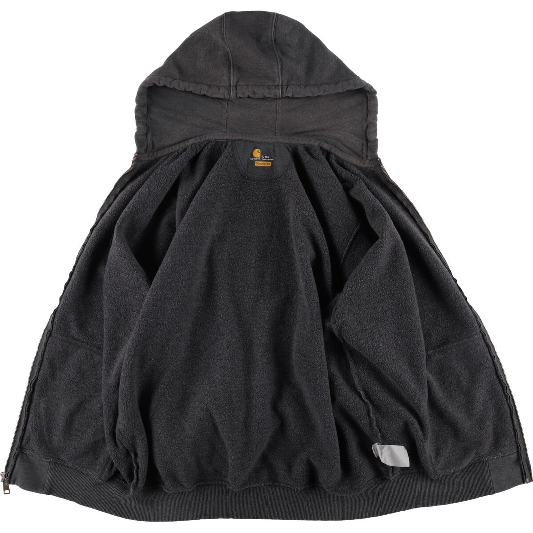 2000'S Carhartt Original Fit Back Print Full-Zip Hoodie, Men's Size L cotton Charcoal Vintage Second Hand