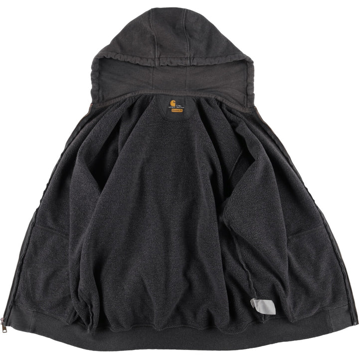 2000'S Carhartt Original Fit Back Print Full-Zip Hoodie, Men's Size L cotton Charcoal Vintage Second Hand