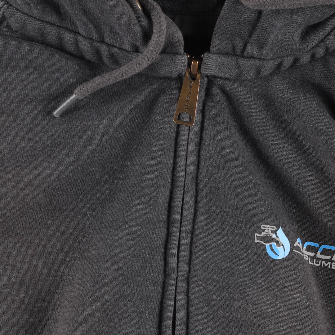 2000'S Carhartt Original Fit Back Print Full-Zip Hoodie, Men's Size L cotton Charcoal Vintage Second Hand