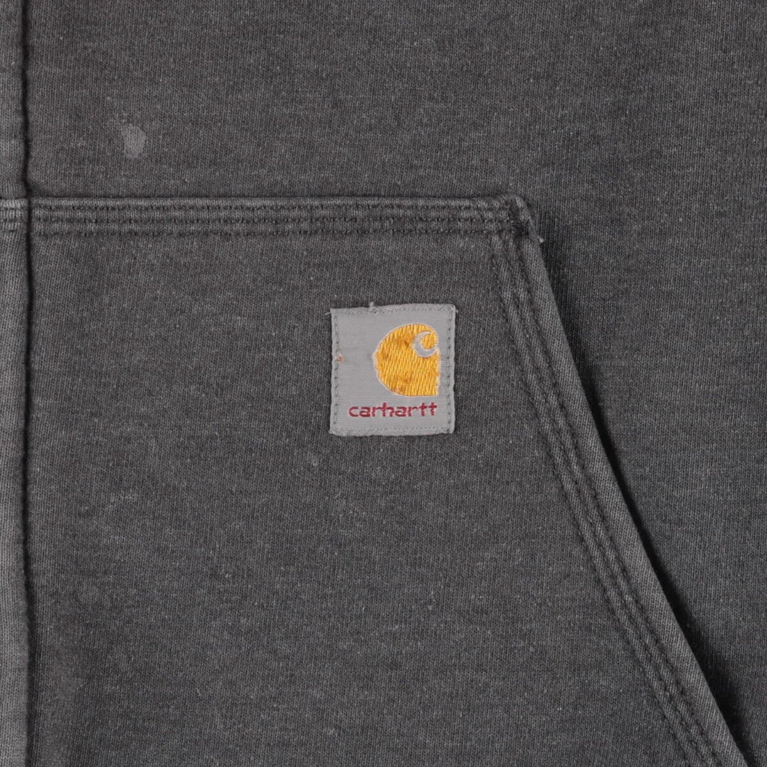 2000'S Carhartt Original Fit Back Print Full-Zip Hoodie, Men's Size L cotton Charcoal Vintage Second Hand
