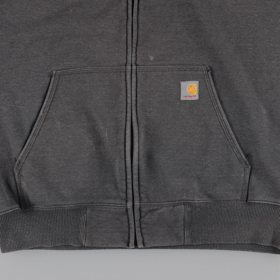 2000'S Carhartt Original Fit Back Print Full-Zip Hoodie, Men's Size L cotton Charcoal Vintage Second Hand
