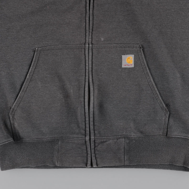 2000'S Carhartt Original Fit Back Print Full-Zip Hoodie, Men's Size L cotton Charcoal Vintage Second Hand