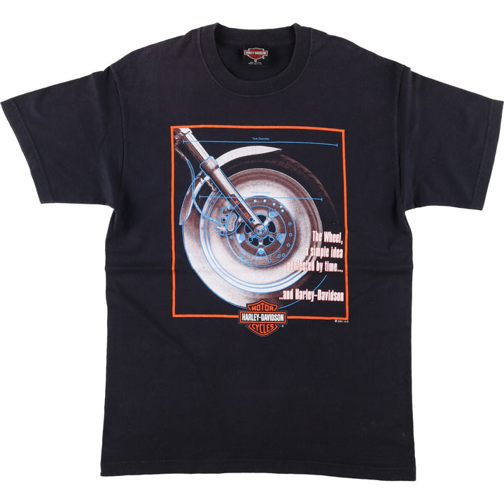 00'S Harley-Davidson Motorcycle Bike T-shirt Made in USA Men's M size cotton black type Vintage Second Hand