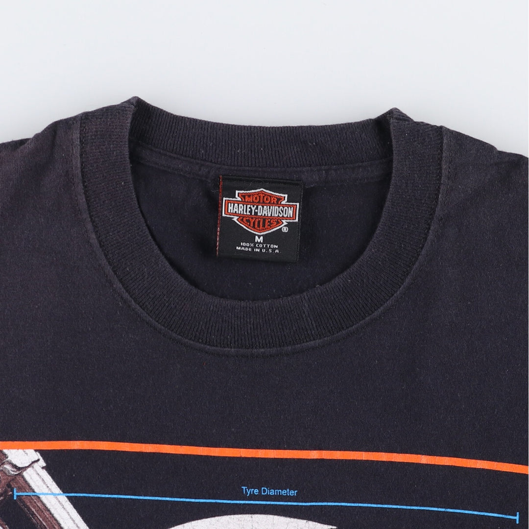 00'S Harley-Davidson Motorcycle Bike T-shirt Made in USA Men's M size cotton black type Vintage Second Hand