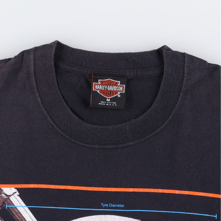 00'S Harley-Davidson Motorcycle Bike T-shirt Made in USA Men's M size cotton black type Vintage Second Hand