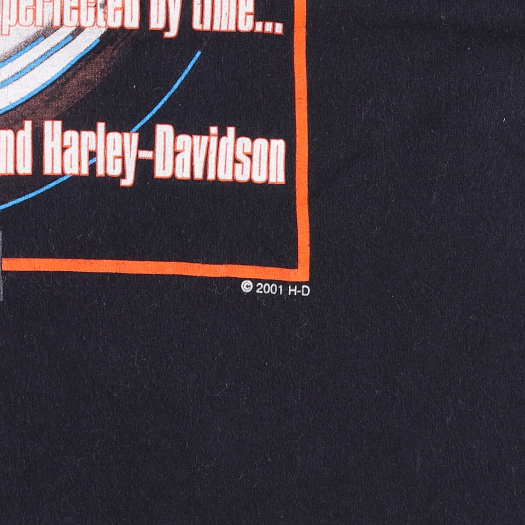 00'S Harley-Davidson Motorcycle Bike T-shirt Made in USA Men's M size cotton black type Vintage Second Hand