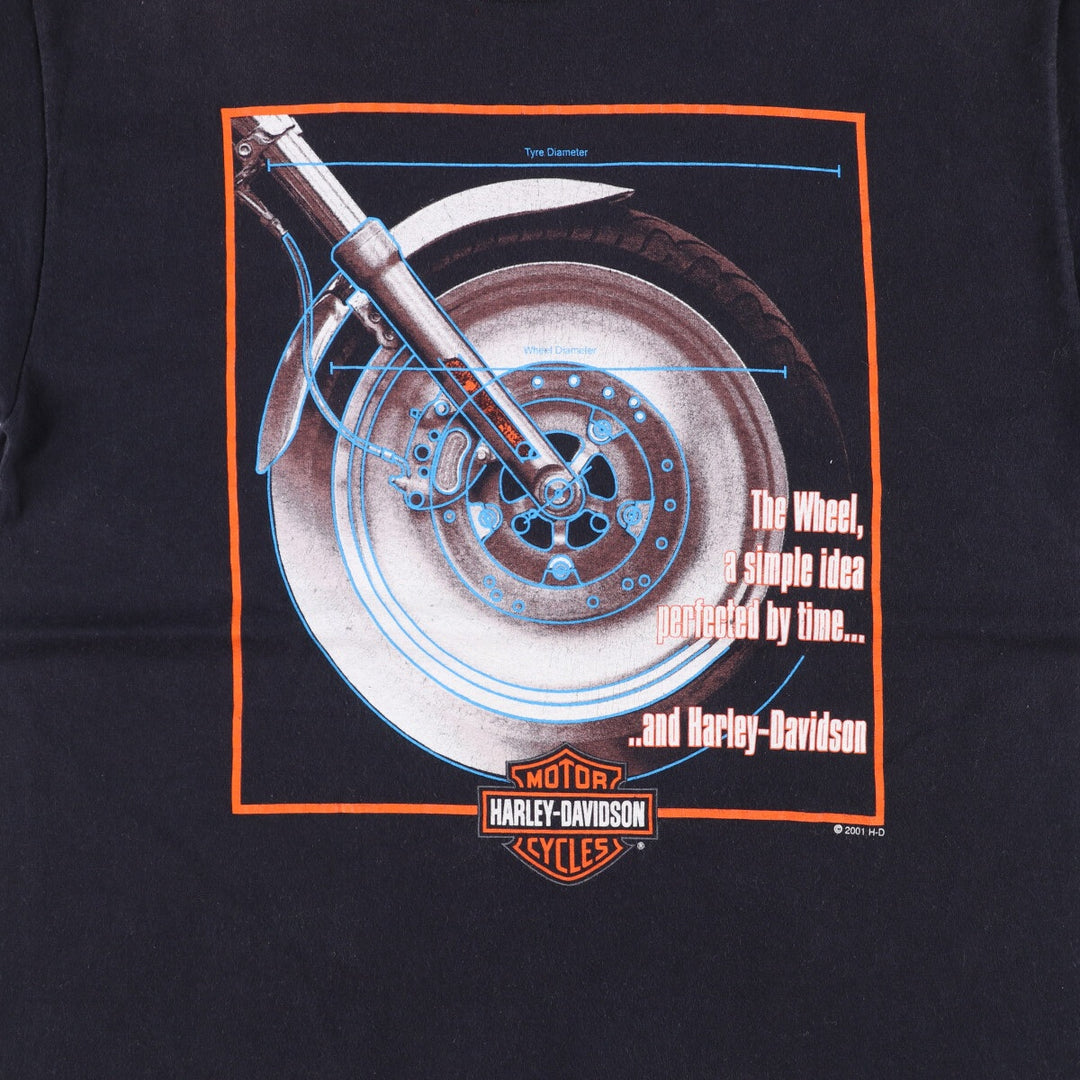 00'S Harley-Davidson Motorcycle Bike T-shirt Made in USA Men's M size cotton black type Vintage Second Hand