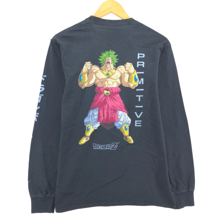 Primitive Dragon Ball Z Broly Anime Character Print Long Sleeve T-Shirt, Men's Size Medium cotton black type Vintage Second Hand