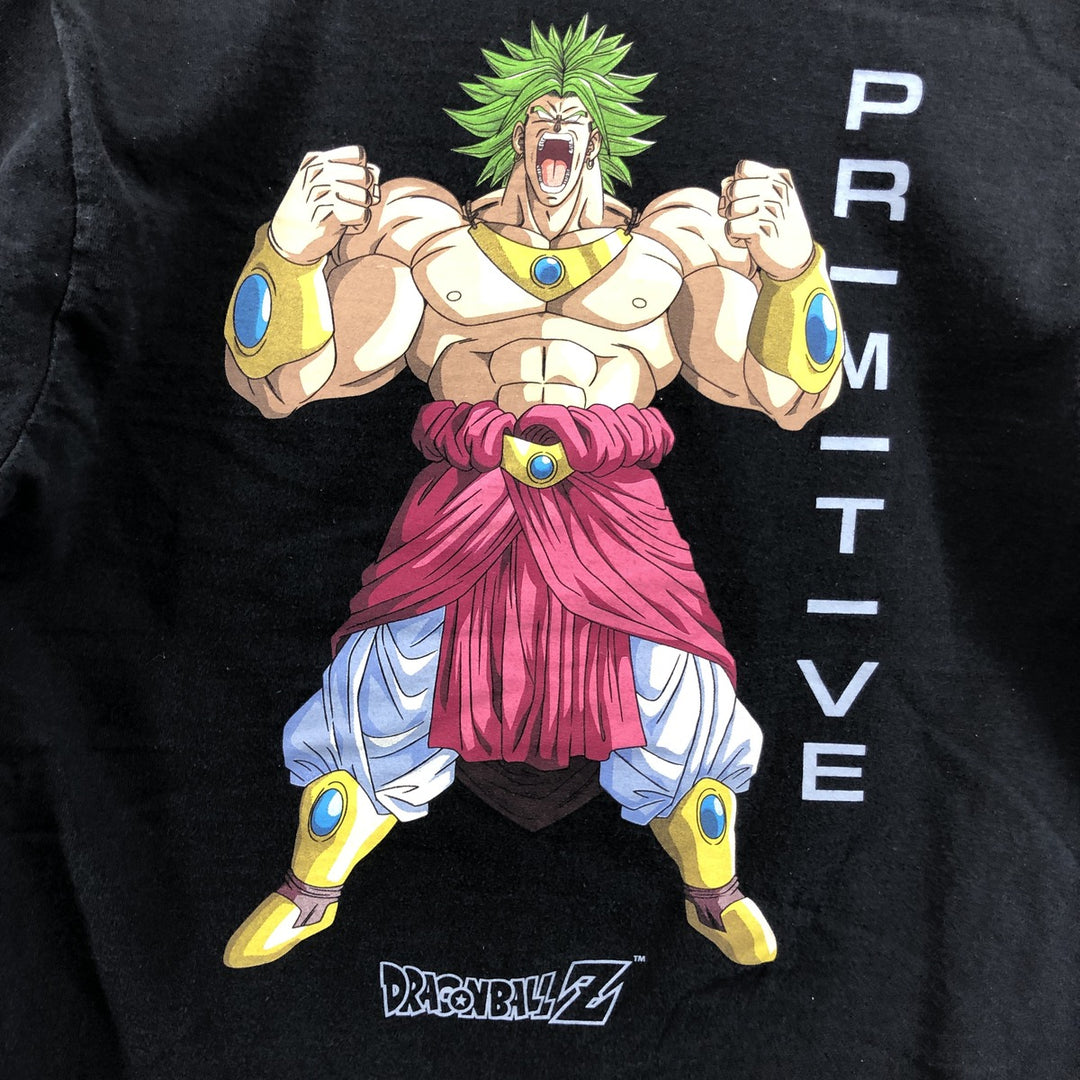 Primitive Dragon Ball Z Broly Anime Character Print Long Sleeve T-Shirt, Men's Size Medium cotton black type Vintage Second Hand