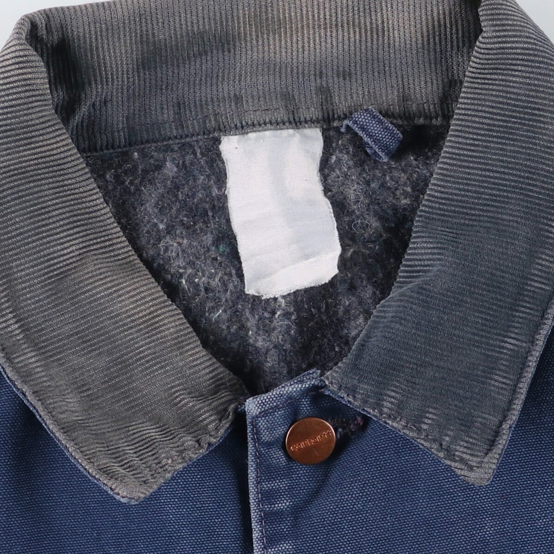 Carhartt Michigan Chore Coat Duck Coverall Men's XL Size unclear navy blue type Vintage Second Hand