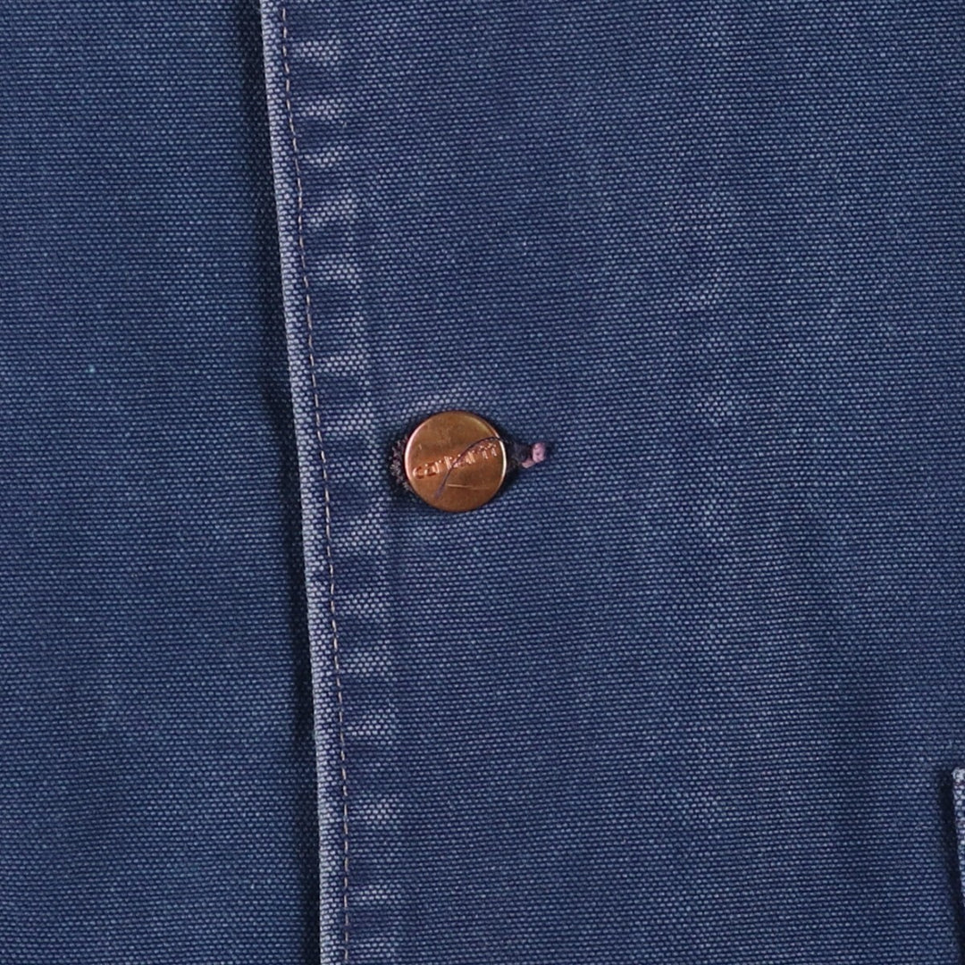 Carhartt Michigan Chore Coat Duck Coverall Men's XL Size unclear navy blue type Vintage Second Hand