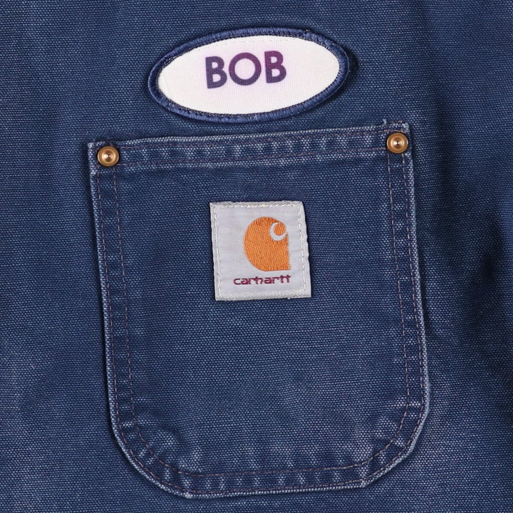 Carhartt Michigan Chore Coat Duck Coverall Men's XL Size unclear navy blue type Vintage Second Hand