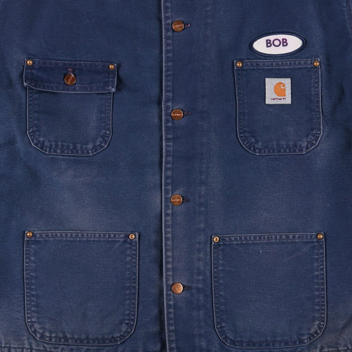 Carhartt Michigan Chore Coat Duck Coverall Men's XL Size unclear navy blue type Vintage Second Hand