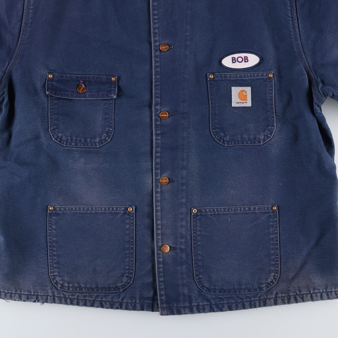 Carhartt Michigan Chore Coat Duck Coverall Men's XL Size unclear navy blue type Vintage Second Hand