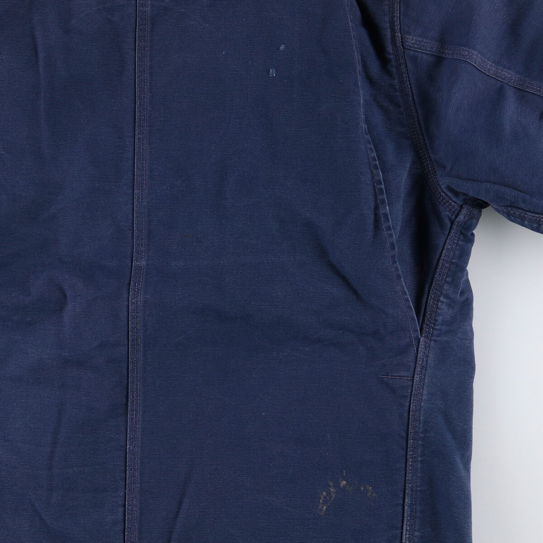 Carhartt Michigan Chore Coat Duck Coverall Men's XL Size unclear navy blue type Vintage Second Hand