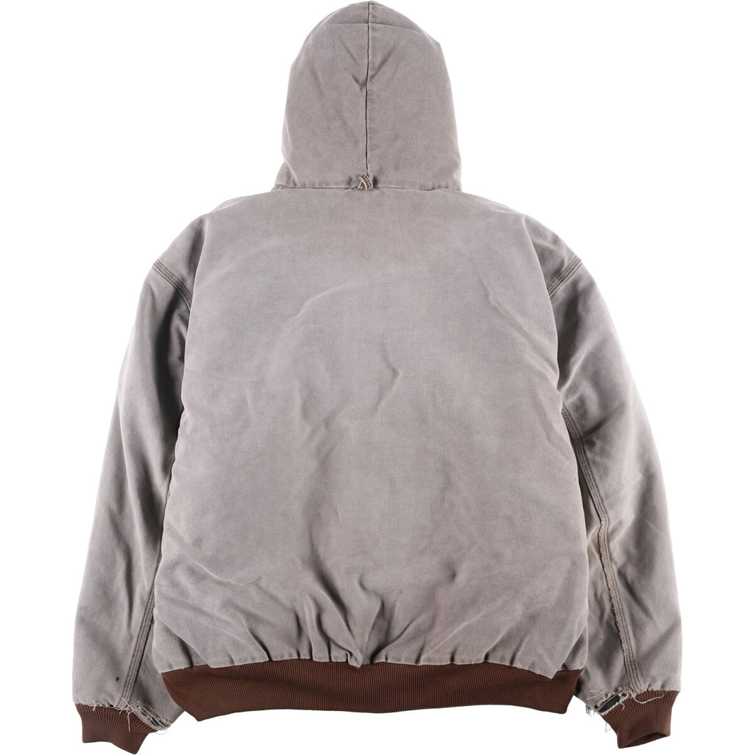 90'S Carhartt Active Jacket, Padded Duck Full-Zip Hoodie, Made in USA, Men's XL, Vintage unclear gray type Vintage Second Hand
