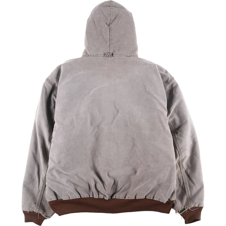 90'S Carhartt Active Jacket, Padded Duck Full-Zip Hoodie, Made in USA, Men's XL, Vintage unclear gray type Vintage Second Hand