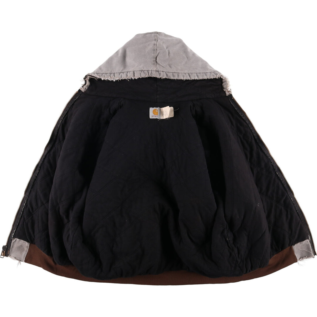 90'S Carhartt Active Jacket, Padded Duck Full-Zip Hoodie, Made in USA, Men's XL, Vintage unclear gray type Vintage Second Hand