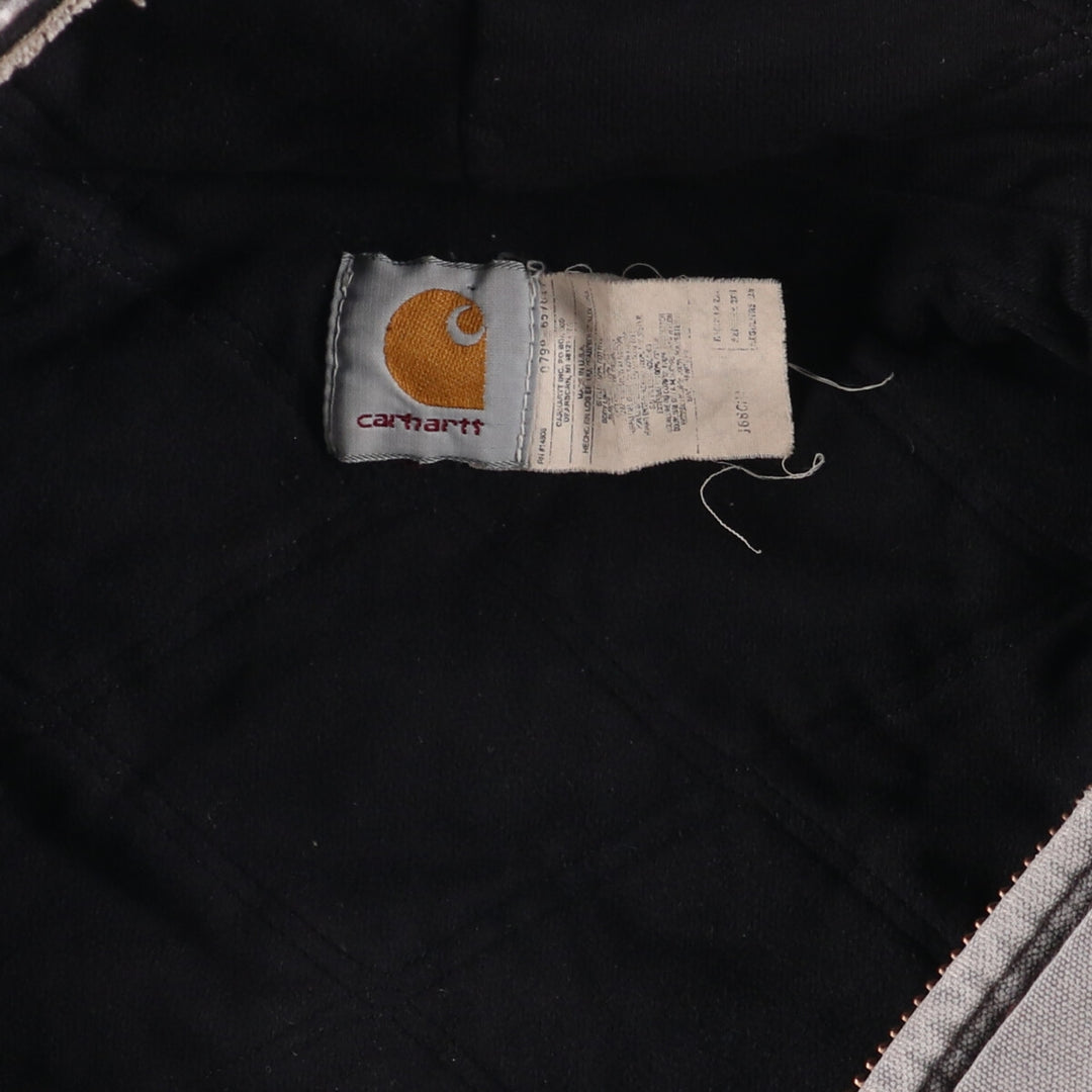 90'S Carhartt Active Jacket, Padded Duck Full-Zip Hoodie, Made in USA, Men's XL, Vintage unclear gray type Vintage Second Hand