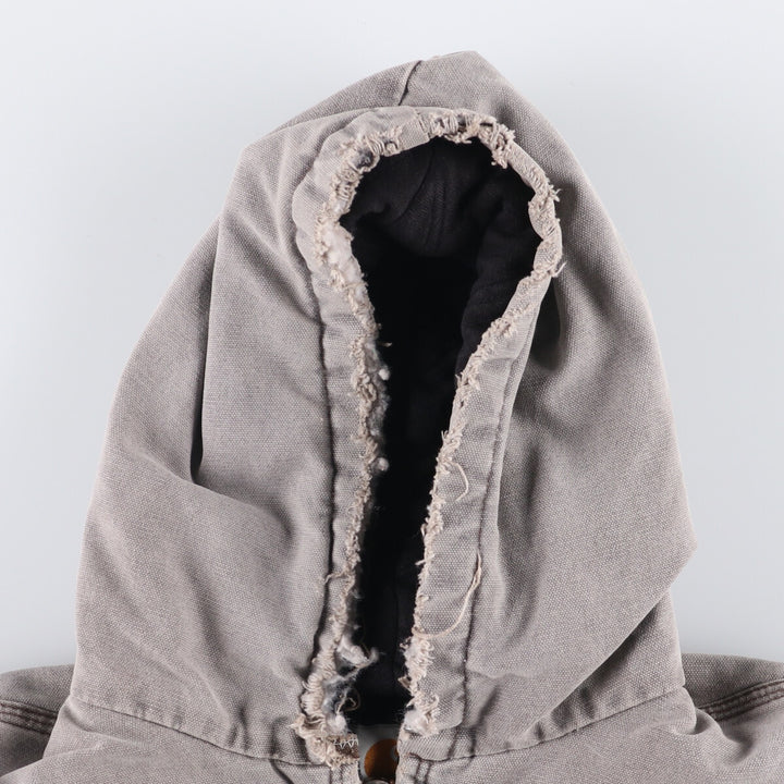 90'S Carhartt Active Jacket, Padded Duck Full-Zip Hoodie, Made in USA, Men's XL, Vintage unclear gray type Vintage Second Hand