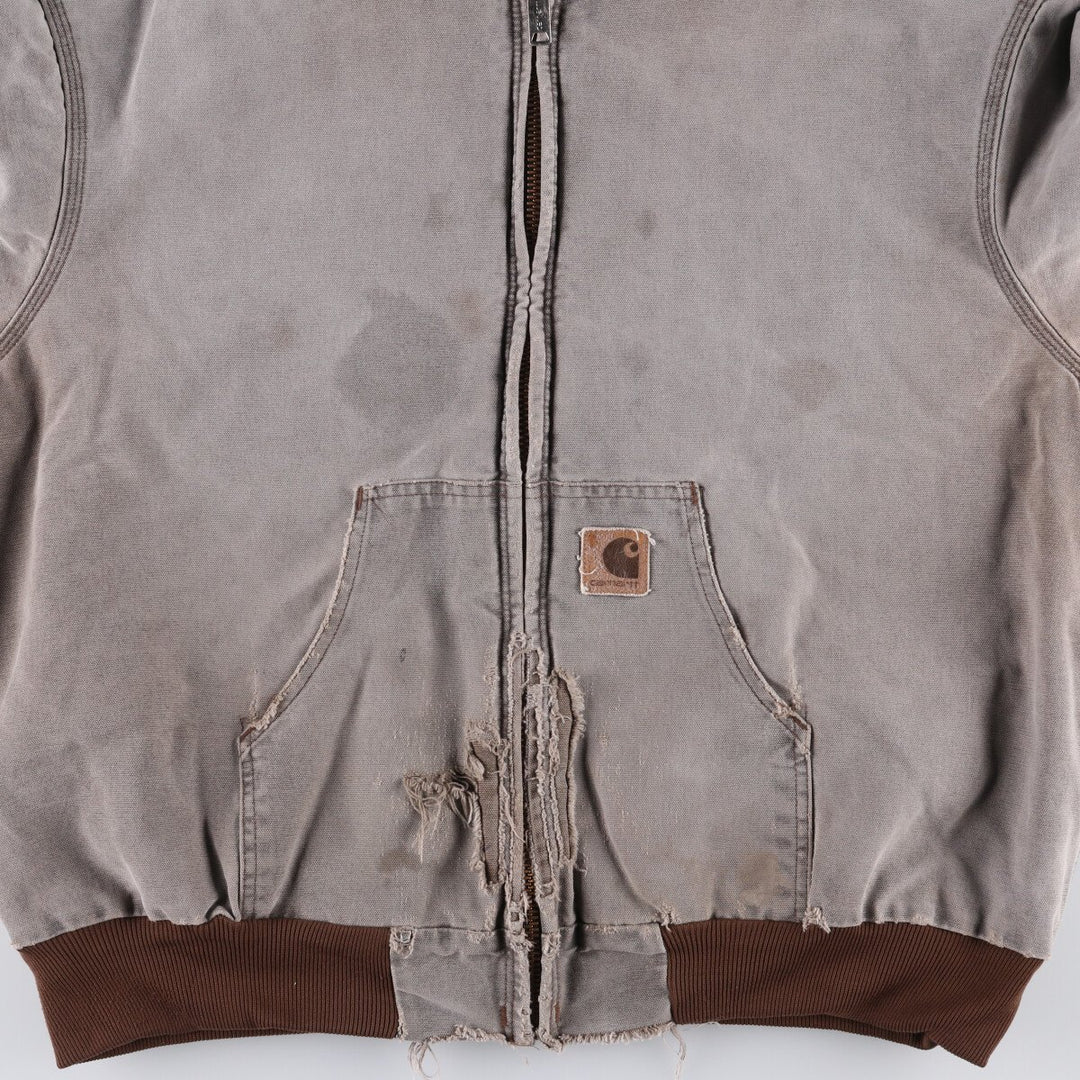 90'S Carhartt Active Jacket, Padded Duck Full-Zip Hoodie, Made in USA, Men's XL, Vintage unclear gray type Vintage Second Hand