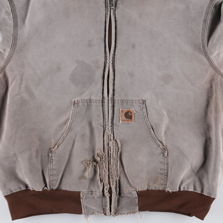 90'S Carhartt Active Jacket, Padded Duck Full-Zip Hoodie, Made in USA, Men's XL, Vintage unclear gray type Vintage Second Hand